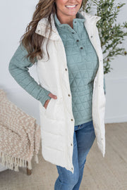 WAREHOUSE Harlow Long Vest - Cream