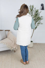 WAREHOUSE Harlow Long Vest - Cream