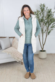 WAREHOUSE Harlow Long Vest - Cream
