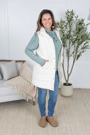 WAREHOUSE Harlow Long Vest - Cream
