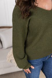 WAREHOUSE Bethany Bow Knit Sweater - Olive