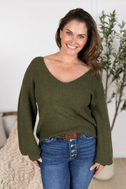 WAREHOUSE Bethany Bow Knit Sweater - Olive