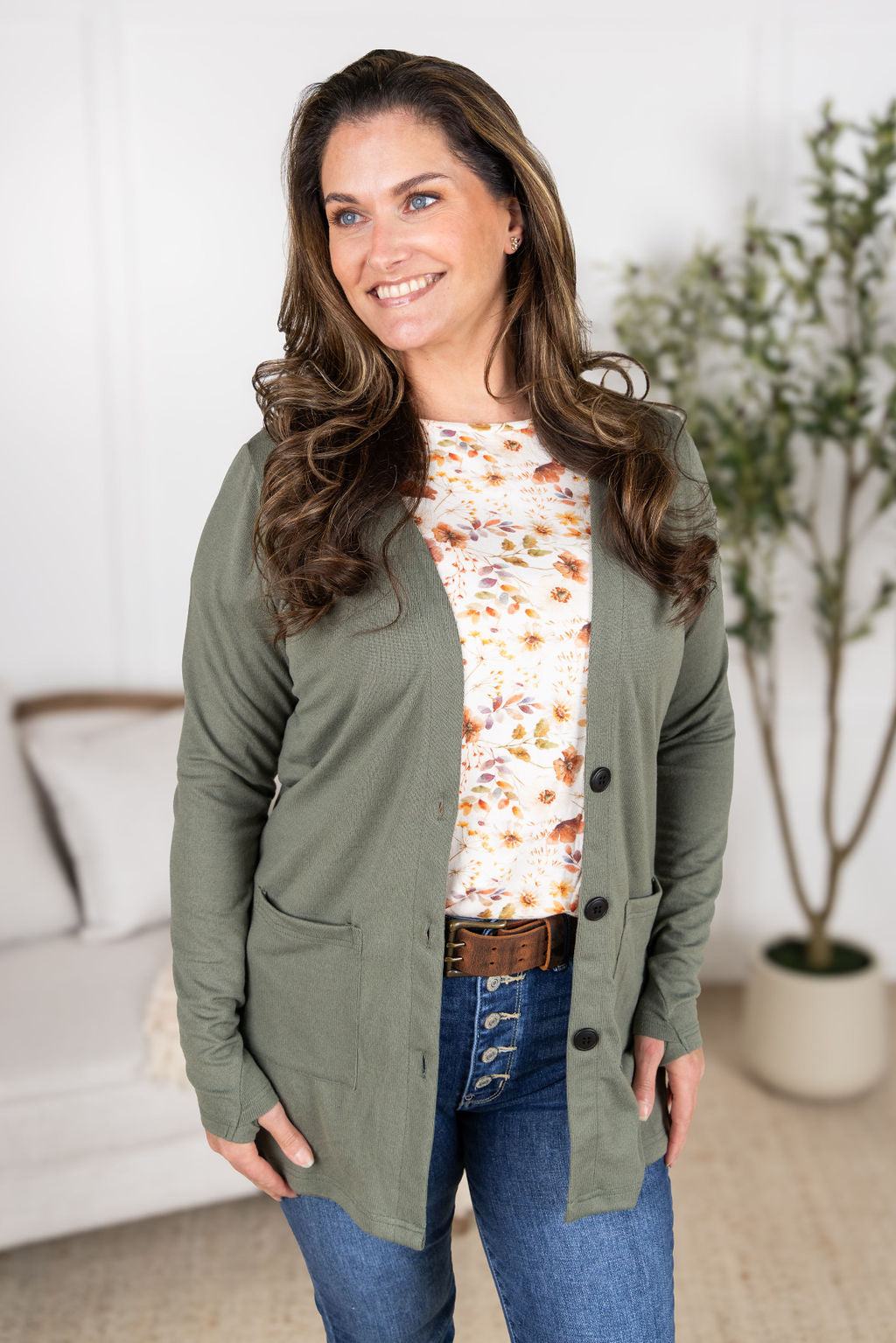 WAREHOUSE Cori Cardigan - Sage
