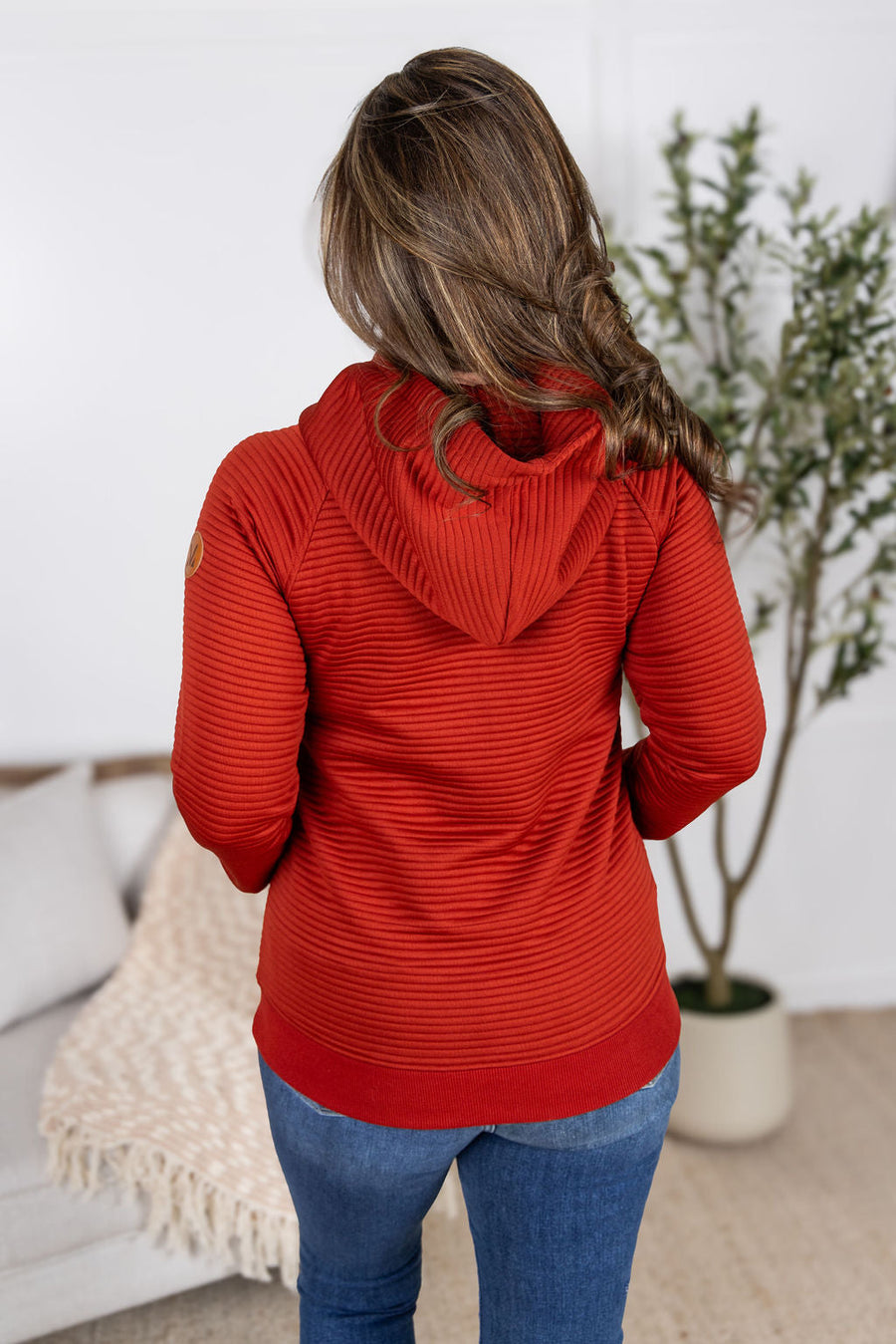 WAREHOUSE Tatum Textured Pullover Hoodie - Rust
