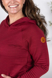WAREHOUSE Tatum Textured Pullover Hoodie - Burgundy