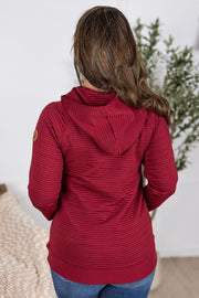 WAREHOUSE Tatum Textured Pullover Hoodie - Burgundy