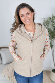 WAREHOUSE Heather Hooded Vest - Beige