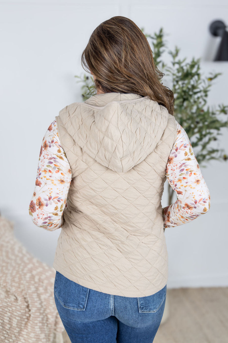 WAREHOUSE Heather Hooded Vest - Beige