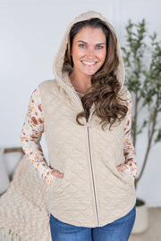 WAREHOUSE Heather Hooded Vest - Beige