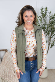 WAREHOUSE Remy Zip Up Vest - Heathered Sage