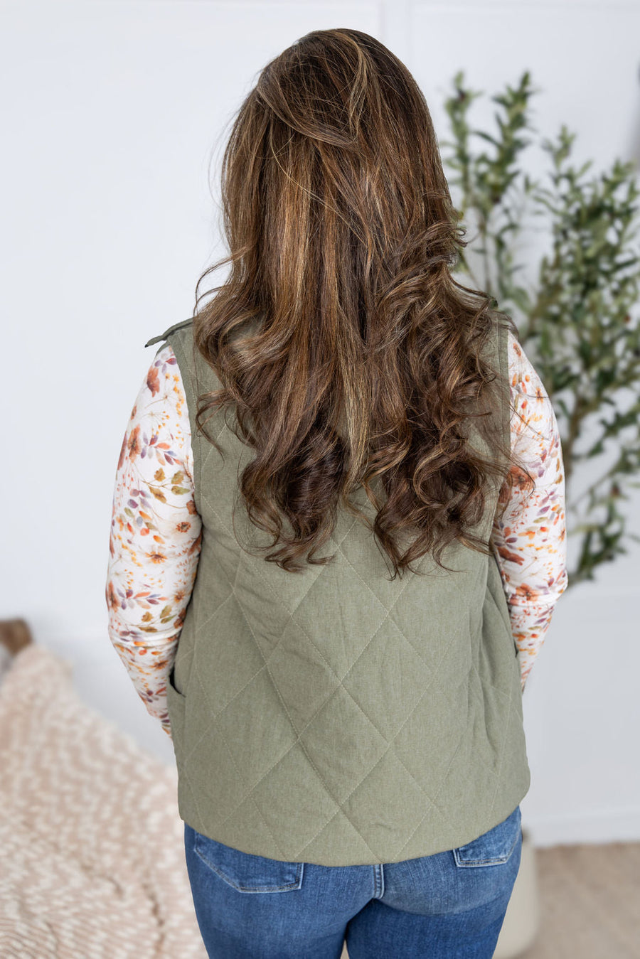 WAREHOUSE Remy Zip Up Vest - Heathered Sage