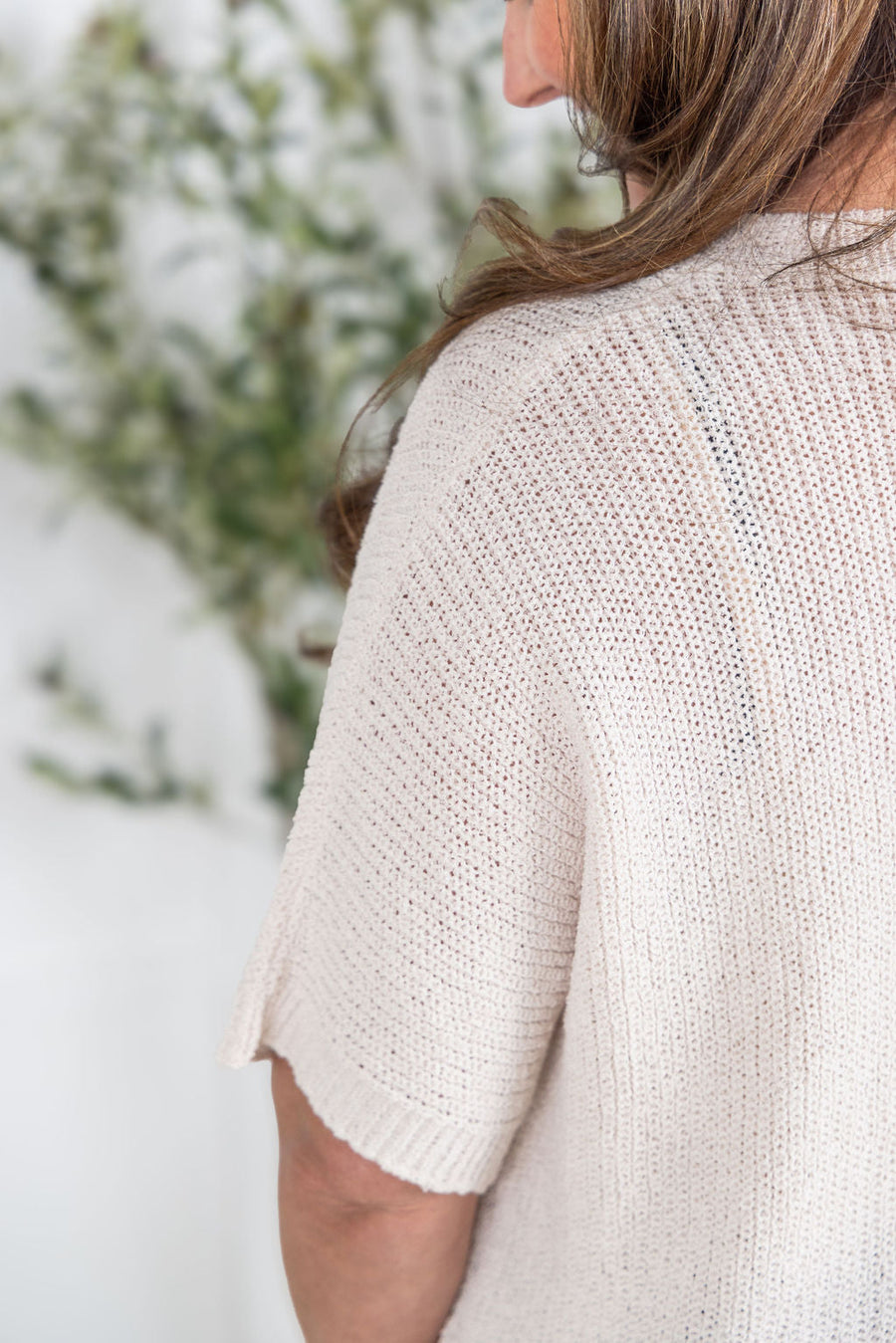 WAREHOUSE Hallie Open Knit Top - Cream