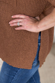WAREHOUSE Annie Open Knit Top - Brown