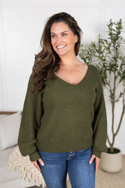 WAREHOUSE Bethany Bow Knit Sweater - Olive