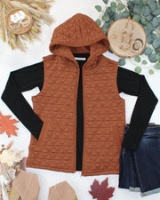 WAREHOUSE ONLY Heather Geometric Hooded Vest - Rust