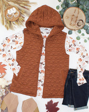 WAREHOUSE ONLY Heather Geometric Hooded Vest - Rust