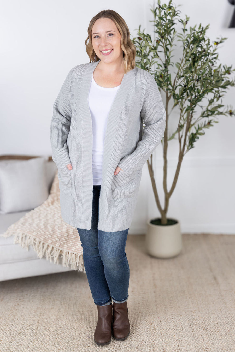 WAREHOUSE Layla Sweater Cardigan - Grey