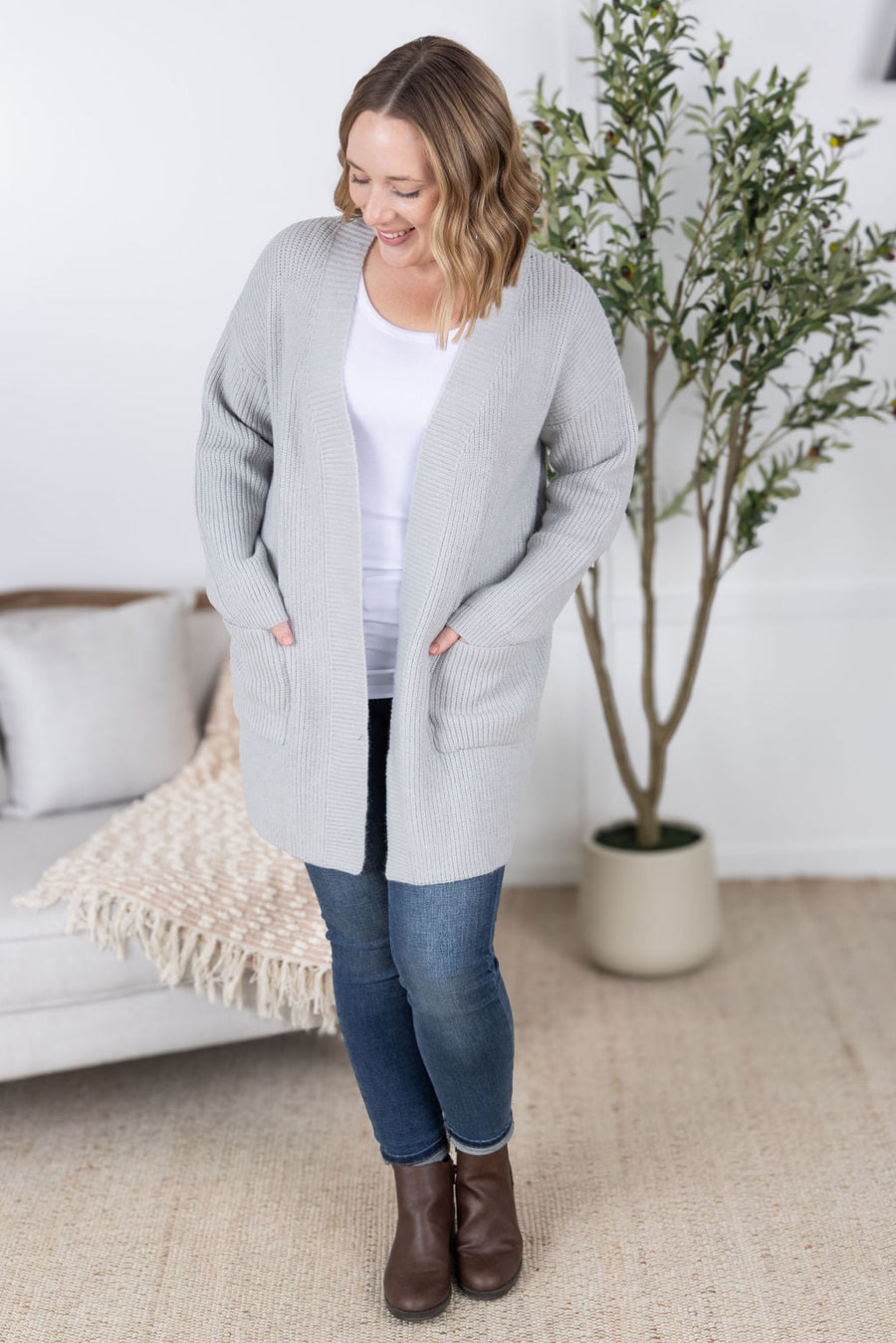 WAREHOUSE Layla Sweater Cardigan - Grey