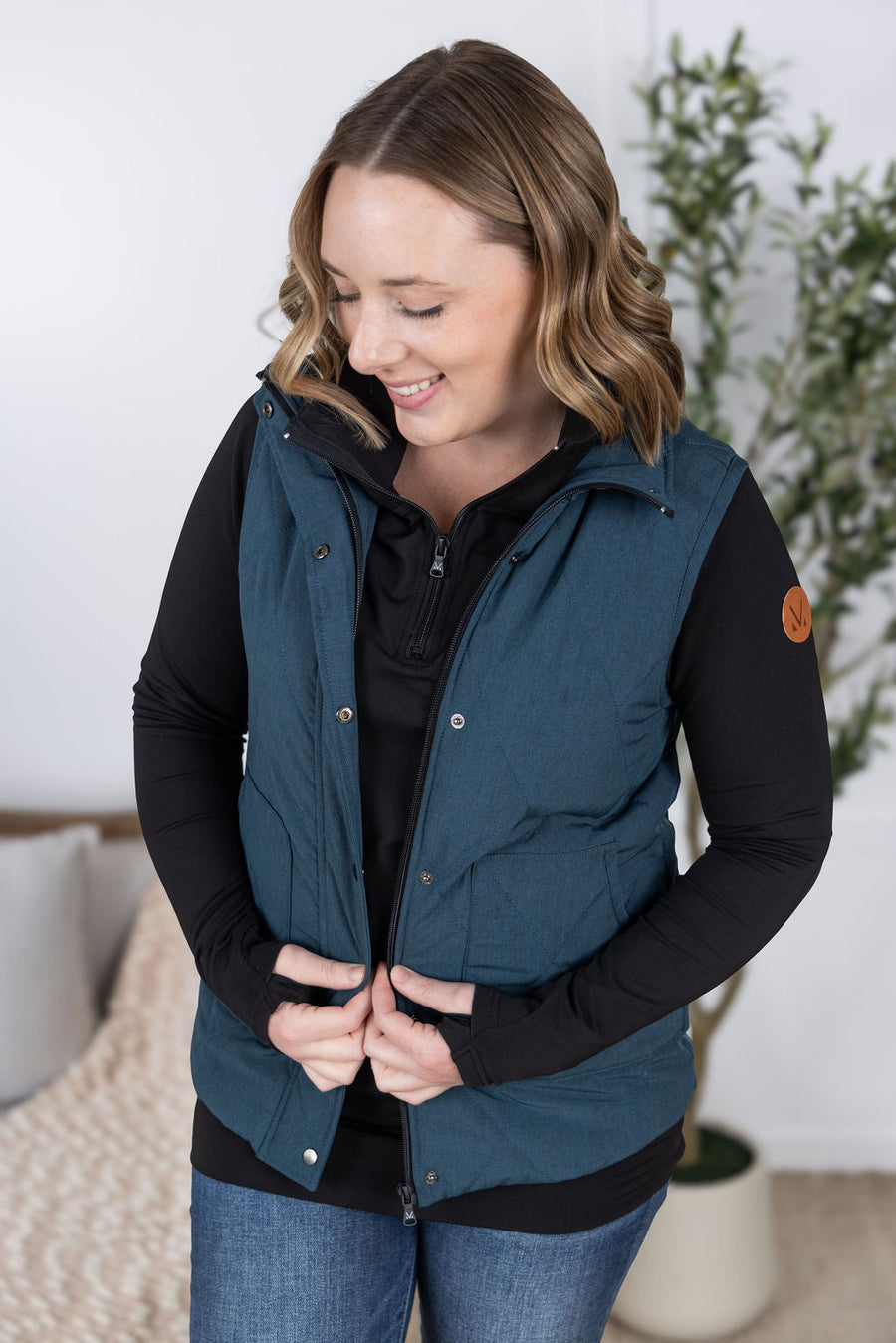 WAREHOUSE Remy Zip Up Vest - Teal