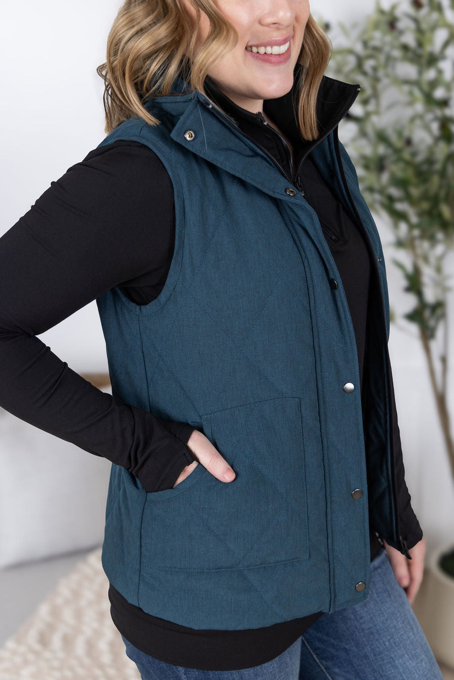 WAREHOUSE Remy Zip Up Vest - Teal