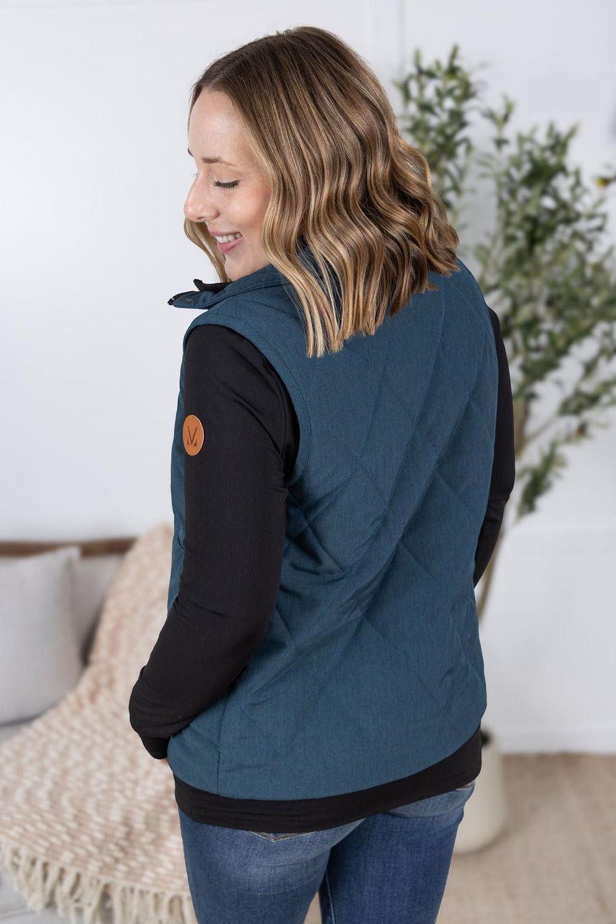 WAREHOUSE Remy Zip Up Vest - Teal