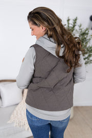 WAREHOUSE Remy Zip Up Vest - Charcoal