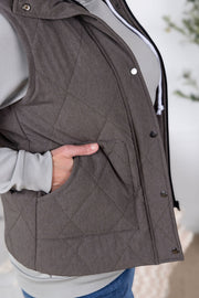 WAREHOUSE Remy Zip Up Vest - Charcoal