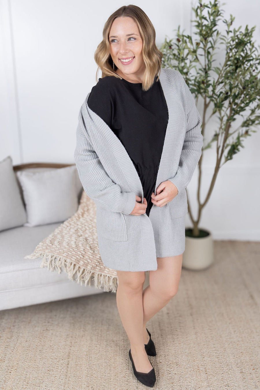 WAREHOUSE Layla Sweater Cardigan - Grey