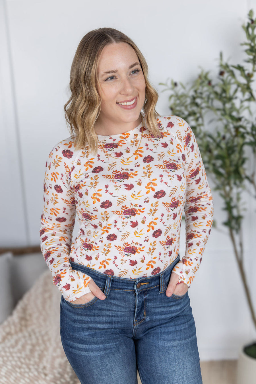 WAREHOUSE Blair Long Sleeve Top - Autumn Floral