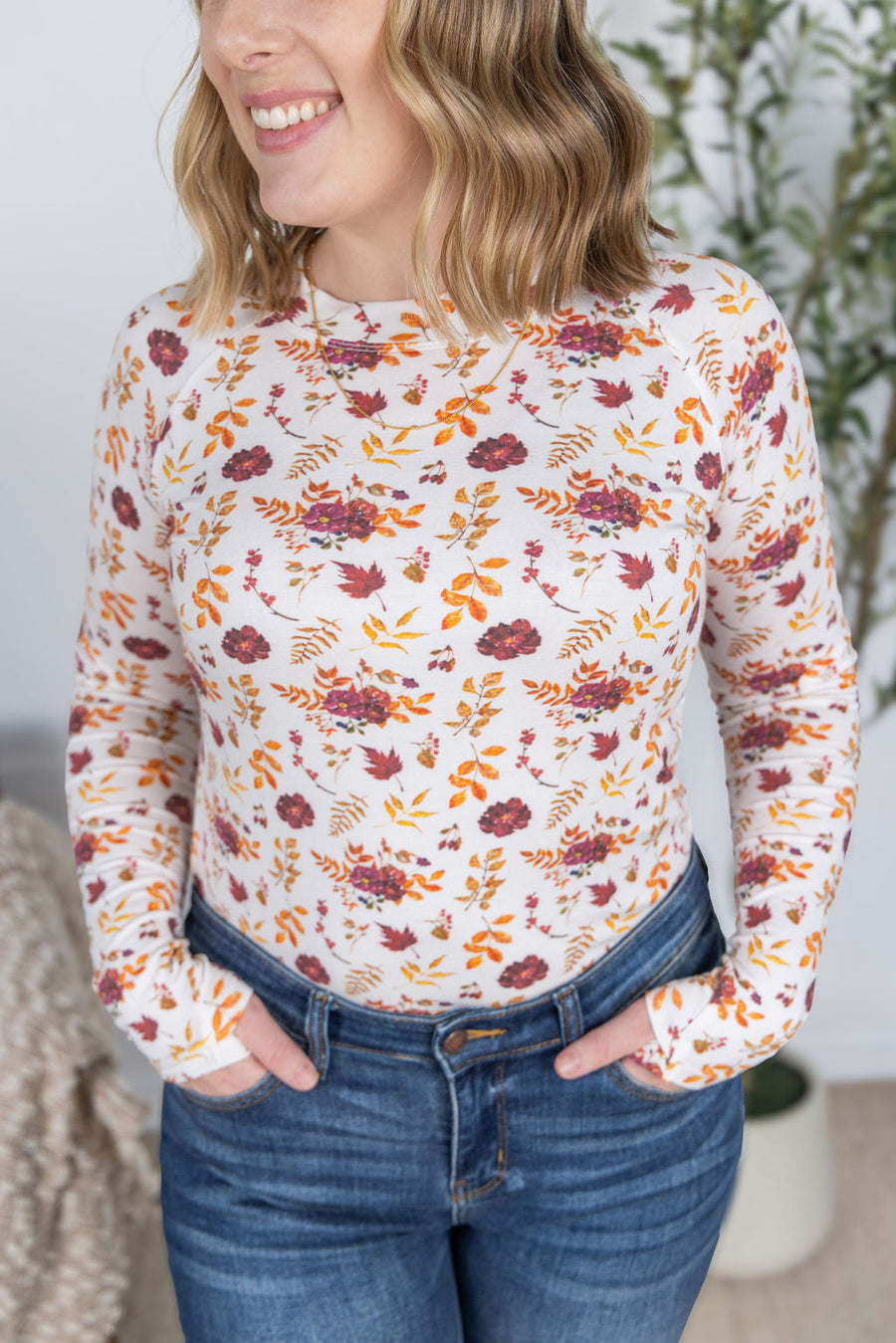 WAREHOUSE Blair Long Sleeve Top - Autumn Floral