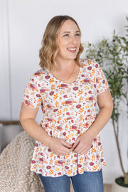 WAREHOUSE Sarah Ruffle Short Sleeve - Autumn Floral