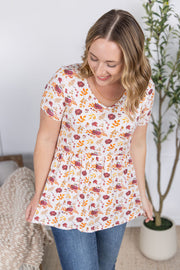 WAREHOUSE Sarah Ruffle Short Sleeve - Autumn Floral