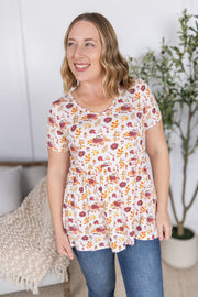 WAREHOUSE Sarah Ruffle Short Sleeve - Autumn Floral