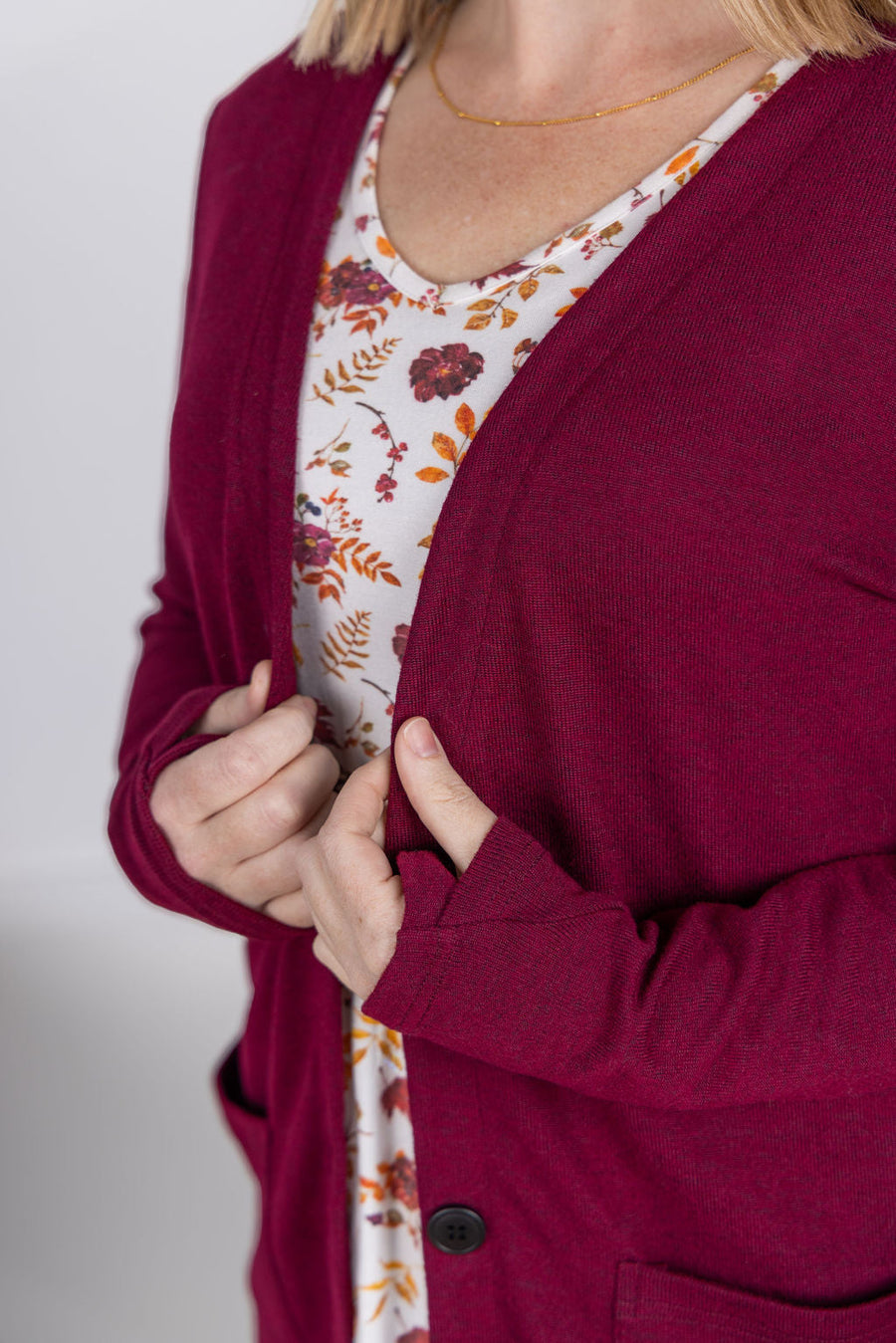WAREHOUSE Cori Cardigan - Burgundy