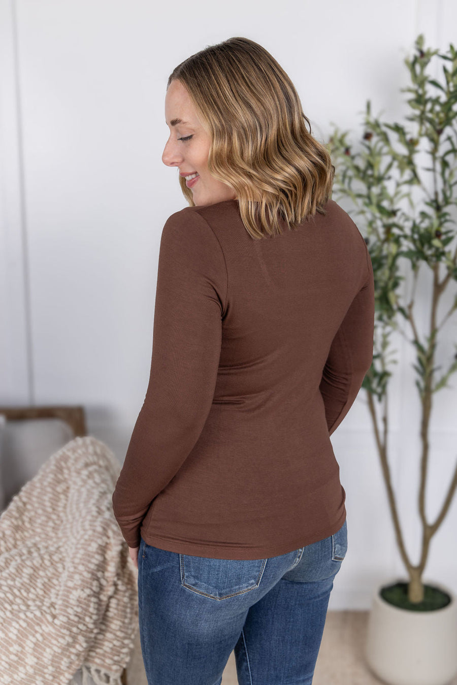 WAREHOUSE Alyssa Long Sleeve Top - Brown