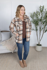 WAREHOUSE Norah Plaid Shacket - Beige Mix Plaid