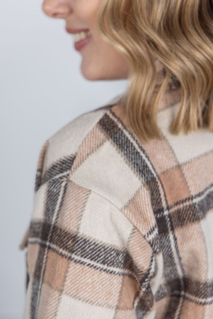 WAREHOUSE Norah Plaid Shacket - Beige Mix Plaid