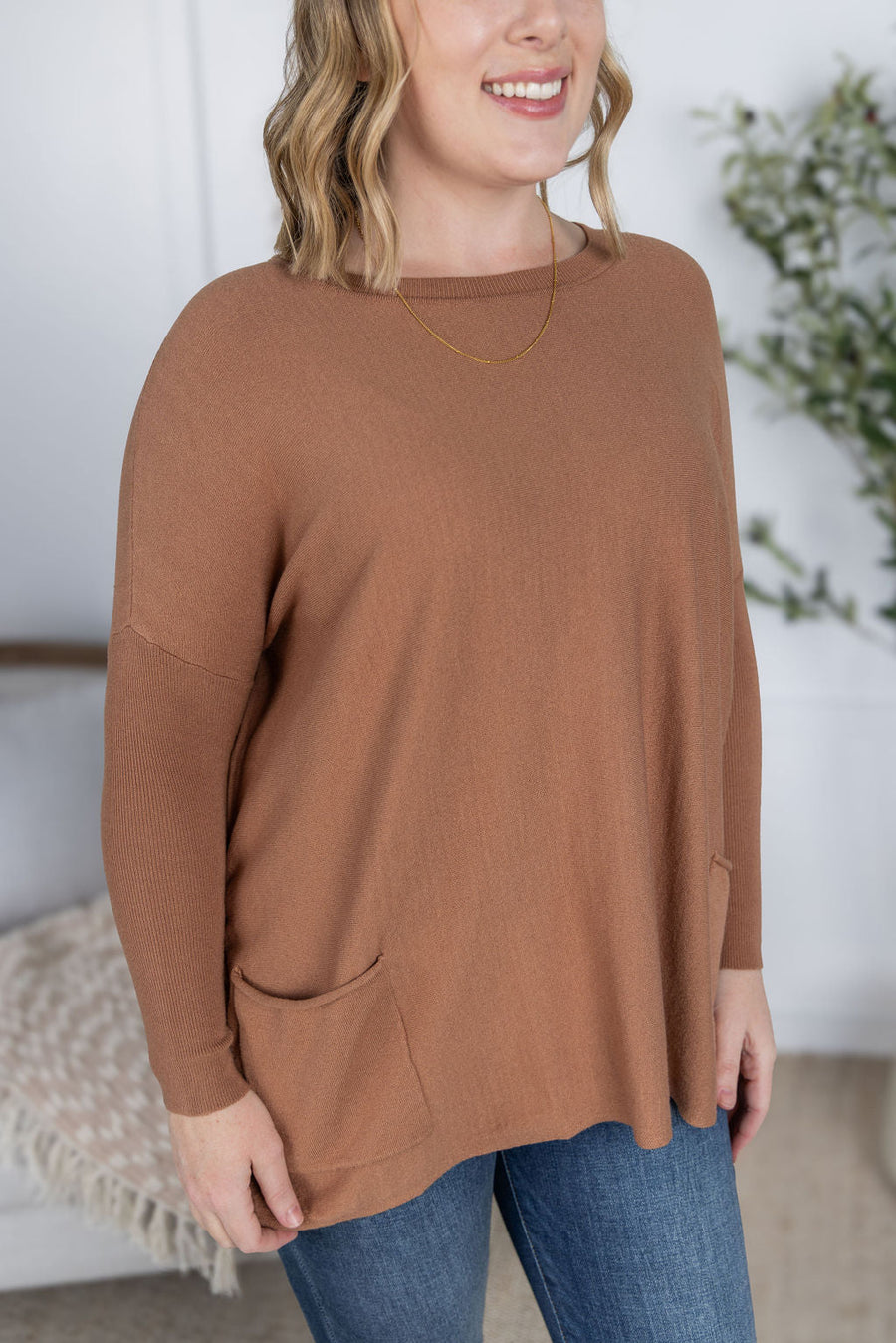 WAREHOUSE Naomi Pocket Sweater - Latte