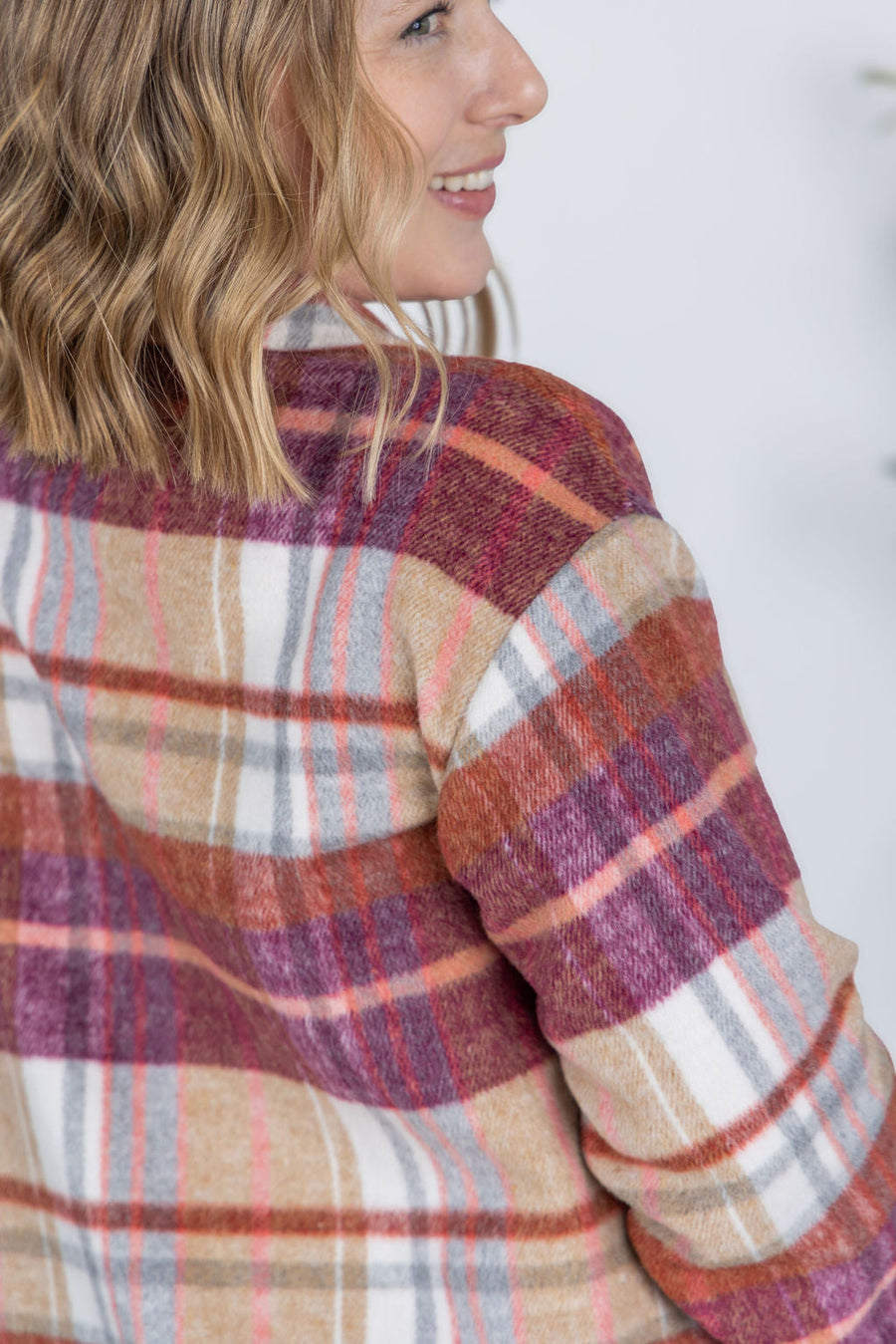 WAREHOUSE Norah Plaid Shacket - Sunset Plaid