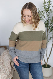 WAREHOUSE Colorblock Sweater - Neutral Mix