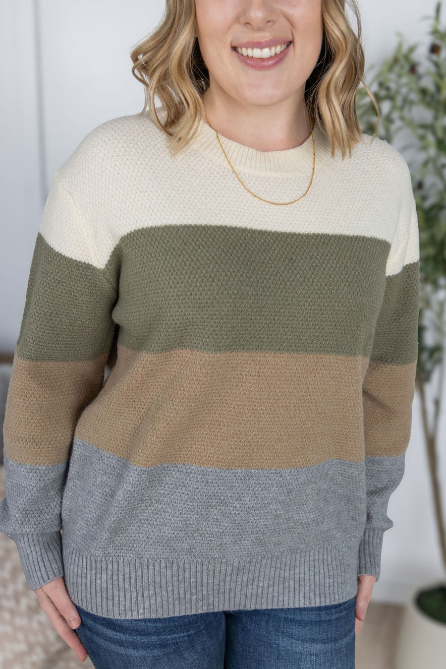 WAREHOUSE Colorblock Sweater - Neutral Mix