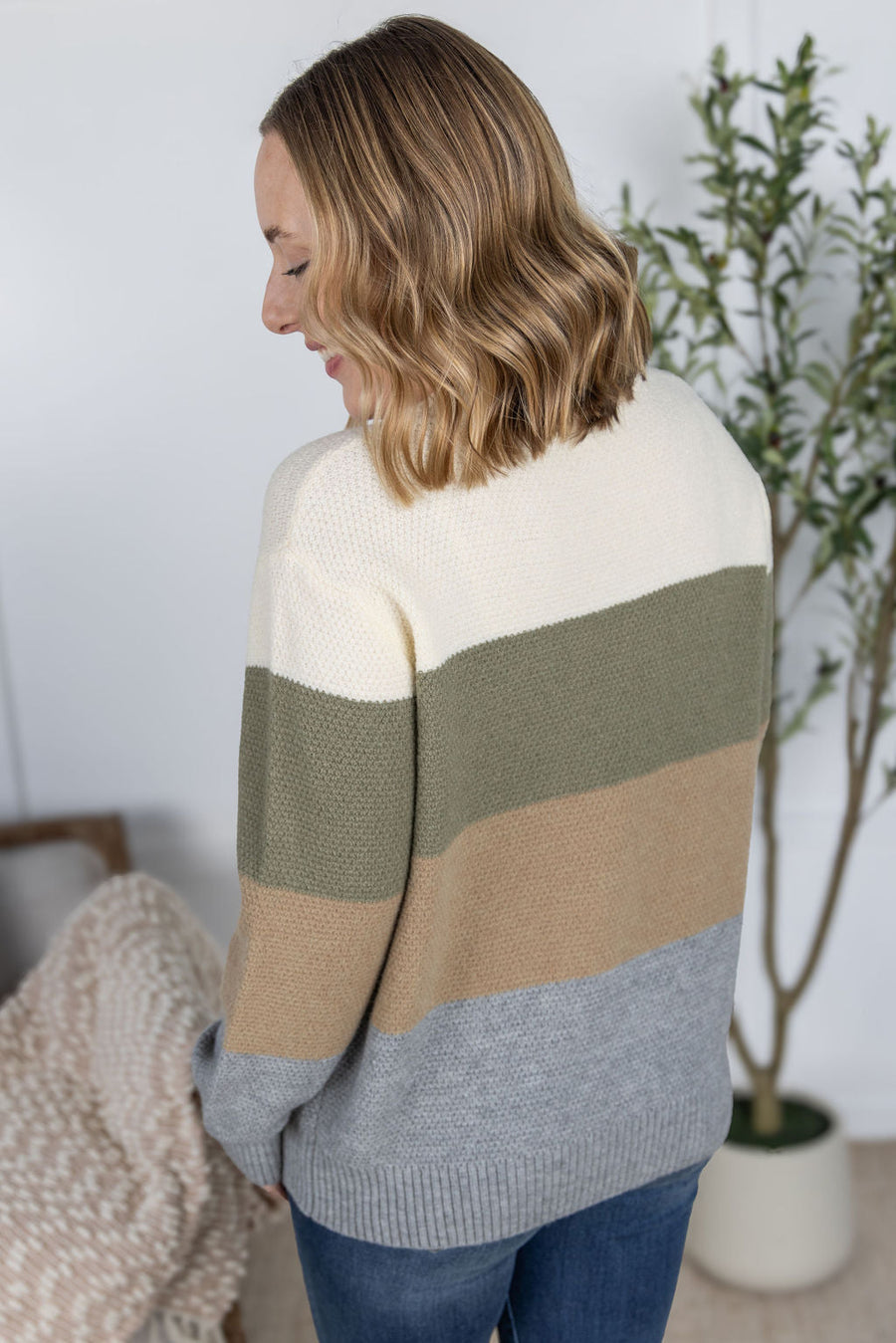 WAREHOUSE Colorblock Sweater - Neutral Mix
