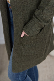 WAREHOUSE Madison Cozy Cardigan - Dark Olive