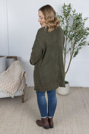 WAREHOUSE Madison Cozy Cardigan - Dark Olive
