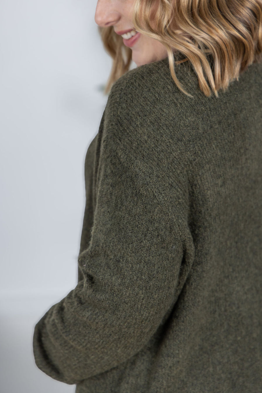 WAREHOUSE Madison Cozy Cardigan - Dark Olive