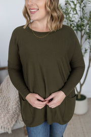 WAREHOUSE Naomi Pocket Sweater - Olive
