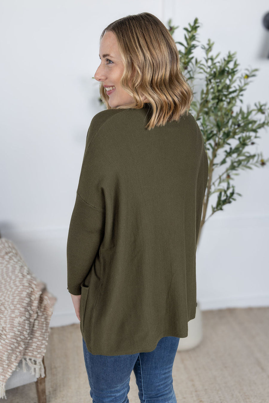 WAREHOUSE Naomi Pocket Sweater - Olive