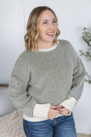 WAREHOUSE Charlotte Sweater - Olive and Cream FINAL SALE