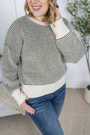 WAREHOUSE Charlotte Sweater - Olive and Cream FINAL SALE