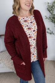 WAREHOUSE Madison Cozy Cardigan - Burgundy